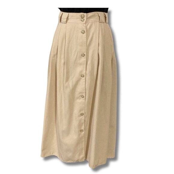 Basic Editions Dresses & Skirts - BASIC EDITIONS Vintage beige button front a-line skirt ~ Granola Girl XS SMALL